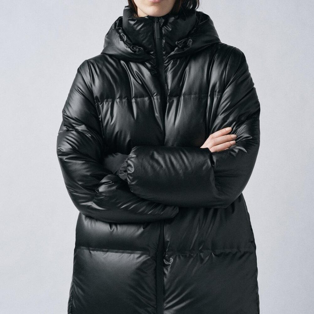 Zara Black Puffer Coat with Hood